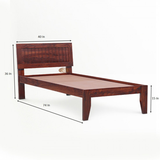 Angel's Rotorua Solid Sheesham Wood Handmade Modern Single bed (Honey)